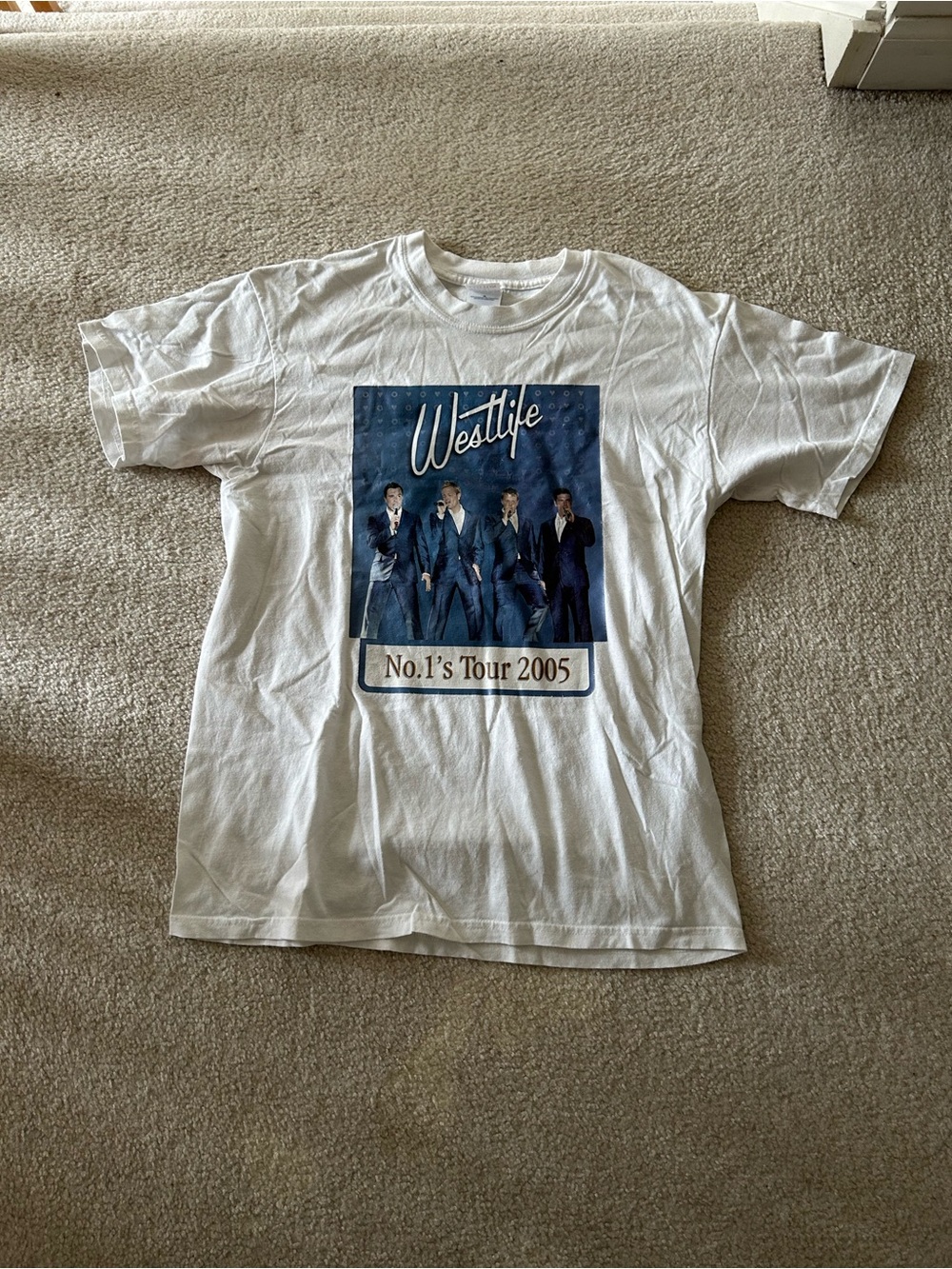 Vintage Westlife 2005 No. 1’s tour shirt size medium M double sided white GUC